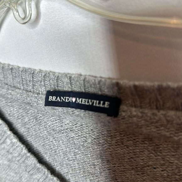 Brandy Melville Grey V-Neck Sweater. One size. - Picture 3 of 4